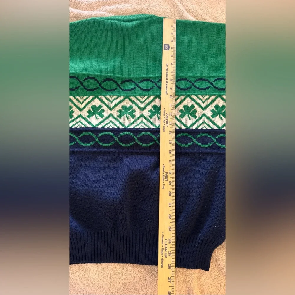 Vintage Emerald Sport Shamrock Celtic Pullover Knit Sweater Made In Ireland M